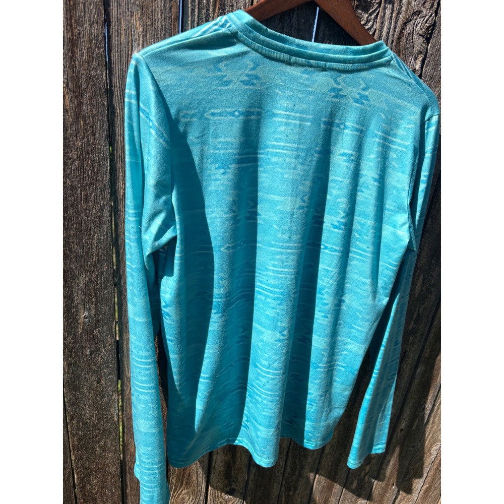 Cowgirl Studios Long Sleeve Top Women S Turquoise Southwestern Graphic - Picture 12 of 12